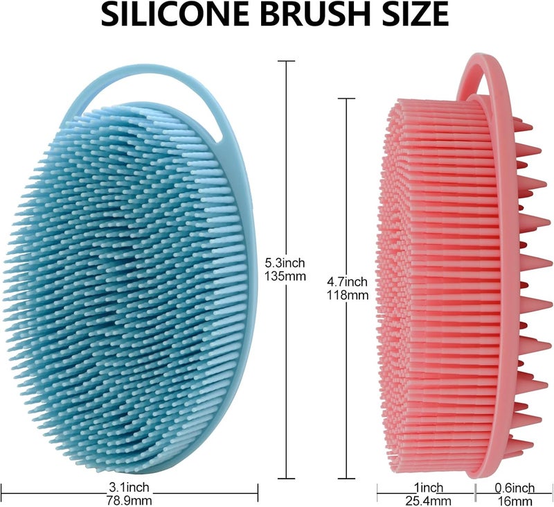 HAYSNA 2 Pack Silicone Body Scrubber, Loofah Double-Sided Body Brush,Shower Scrubber and Scalp Massager Shampoo Brush for Sensitive Kids Women Men All Kinds of Skin (Pink & Blue) - Image 4